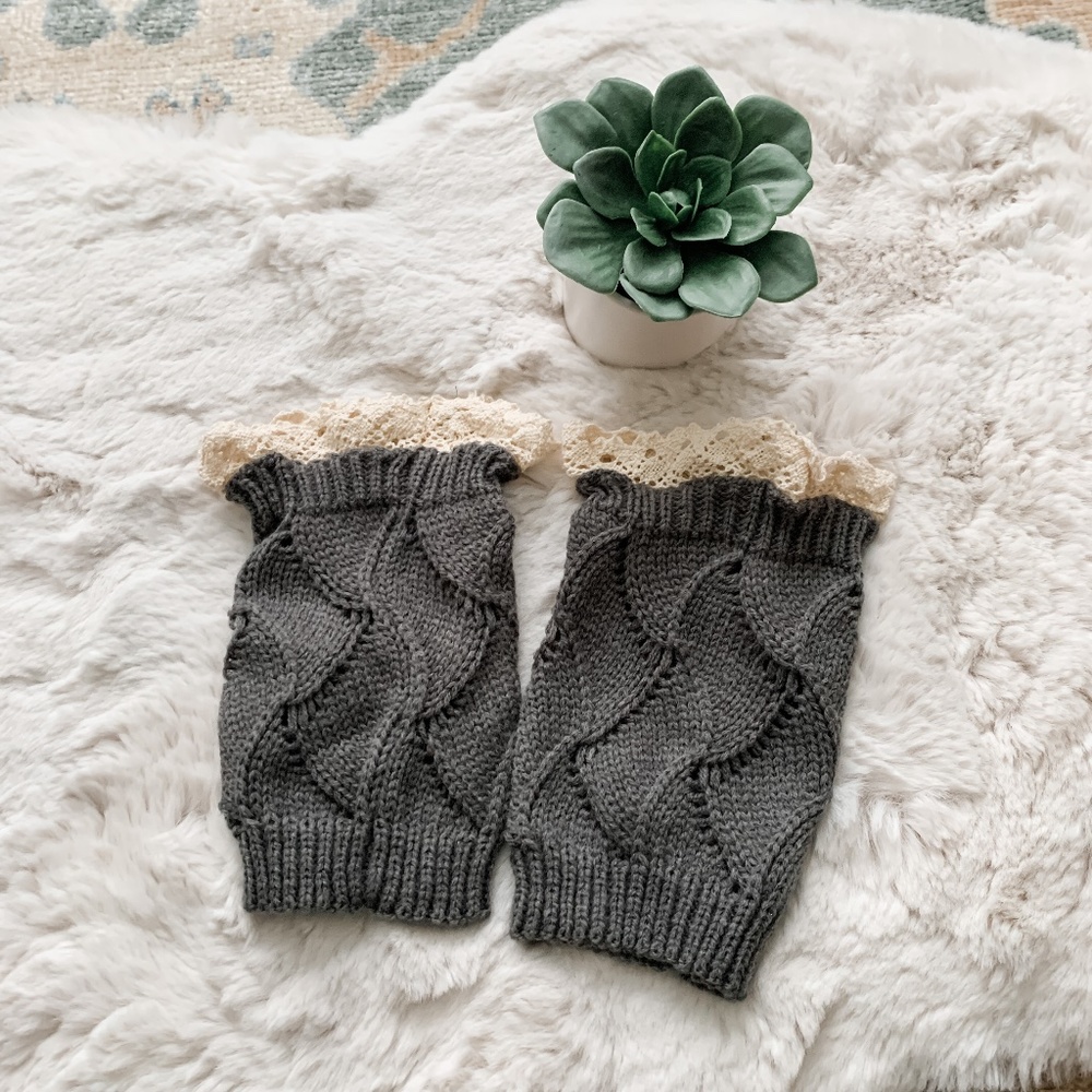 Gray Cable Knit Boot Toppers/Cuffs